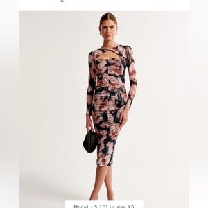 Abercrombie long sleeve ruched dress